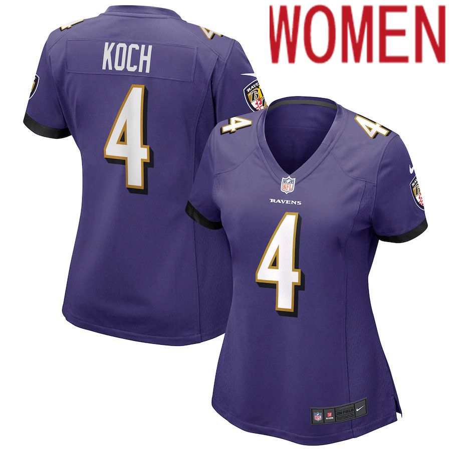Women Baltimore Ravens 4 Sam Koch Nike Purple Game NFL Jersey